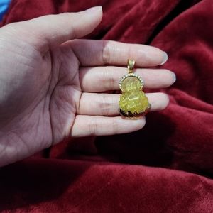 10k gold natural stones Buddha pendant